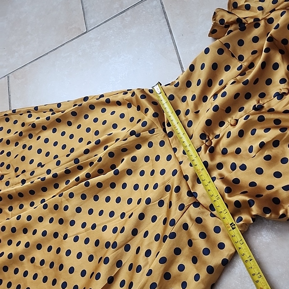 Unique Vintage Mustard Polka Dot Midi Dress Size 4. New No Tags - Picture 6 of 11